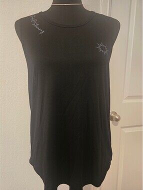 Glyder Black Sleeveless Tank Top with Logo Detail